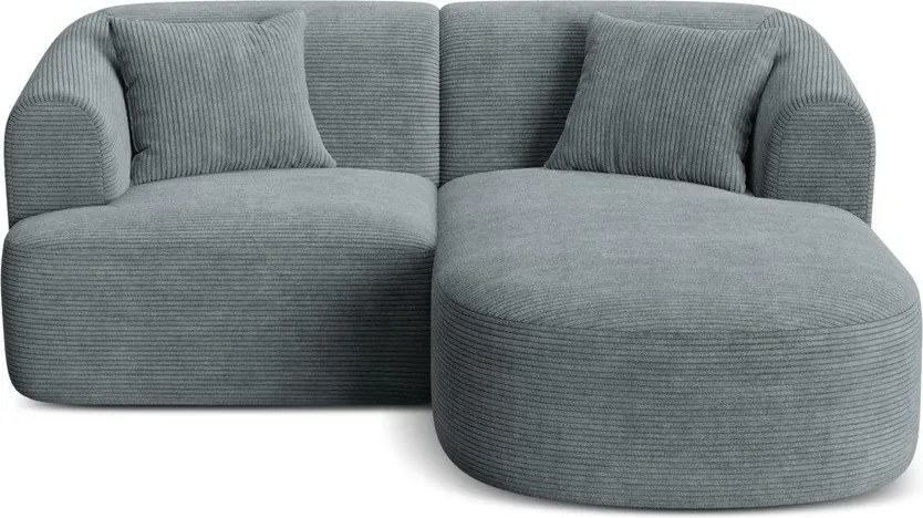 Sötétszürke kordbársony sarokkanapé (jobb oldali-heverő résszel) Campi – Cosmopolitan Design