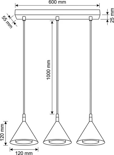 BRILAGI - Kábeles csillár CONE TRIPLE 3xGX53/15W/230V fekete