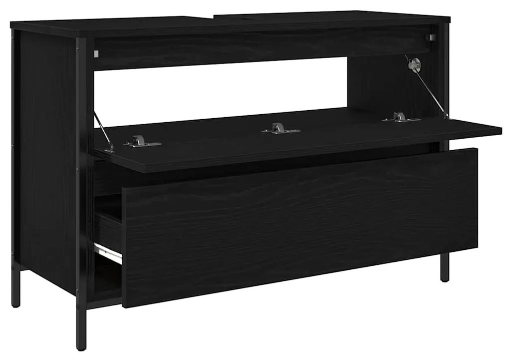 fekete tölgy fürdőszobai mosdószekrény fiókokkal 90x34,5x60 cm