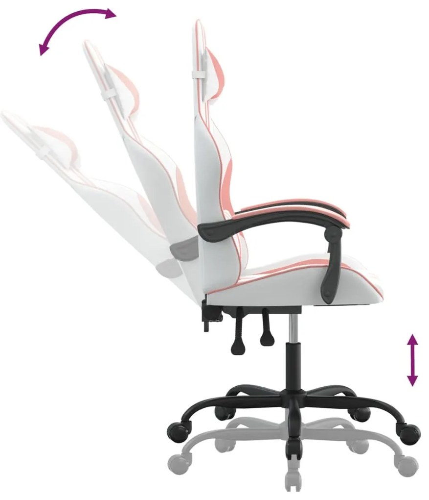 fehér és rózsaszín műbőr forgó játékszék