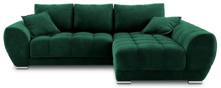 Nuage palackzöld kinyitható sarokkanapé bársony kárpittal, jobb oldali - Windsor &amp; Co Sofas