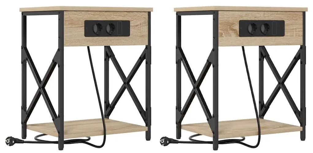 Éjjeliszekrény 2 pcs sonoma tölgy 41 x 31 x 51 cm Faanyag