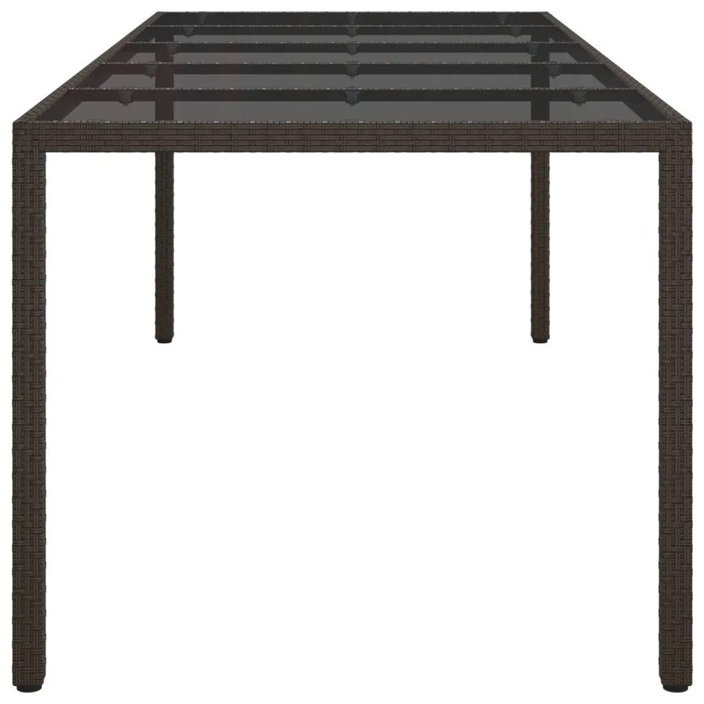 Kerti Étkezőasztal Barna 250x100x75 cm Polirattan