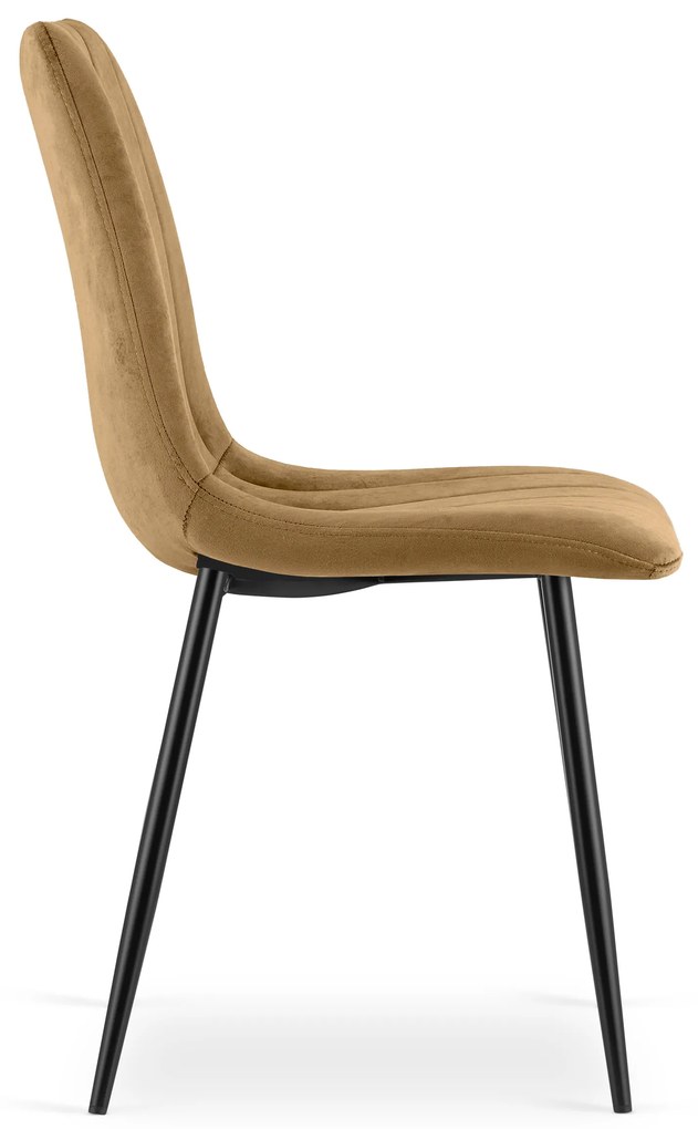 Barna bársony szék LAVA fekete lábakkal