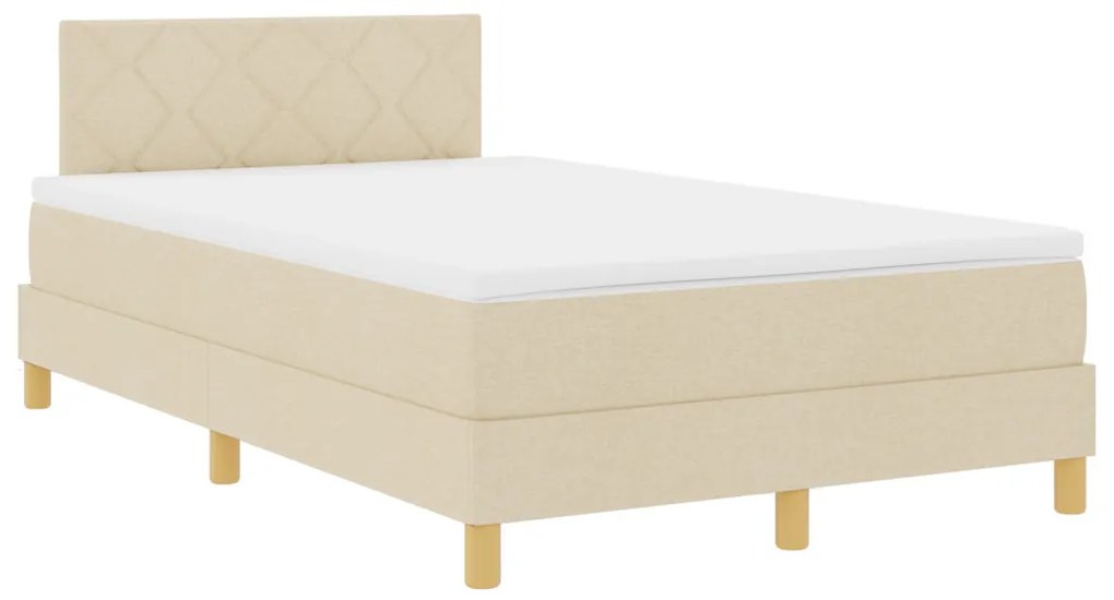 Krém Box Spring Ágy Matrac & LED Világítással 120x200 cm Szövet