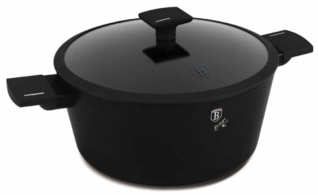 Matt fekete indukciós tapadásmentes nagy lábas 8 literes Berlinger Haus Matte Black
