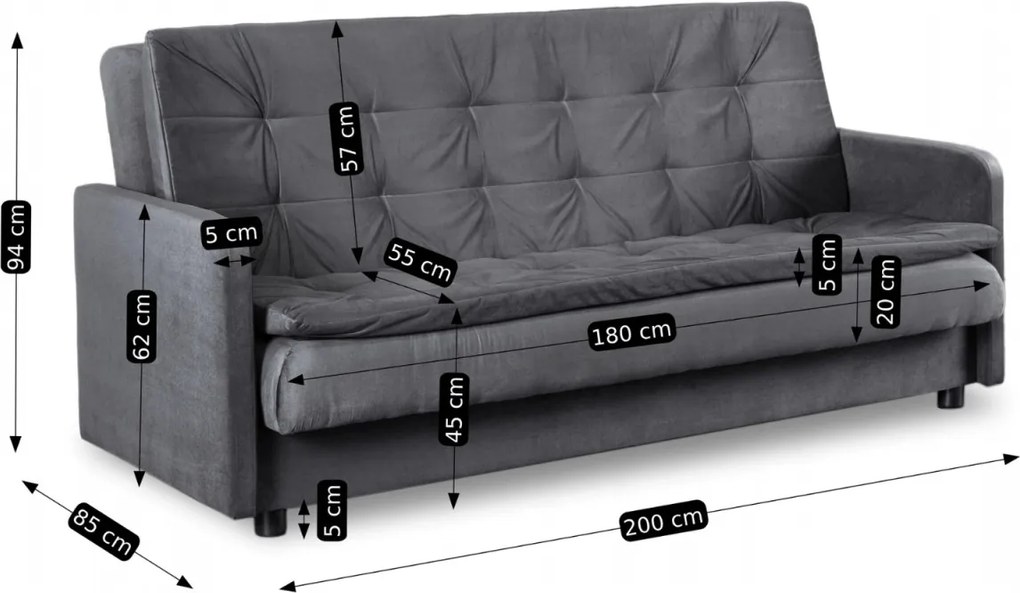 Dönthető kanapé szürke színben. STELLA