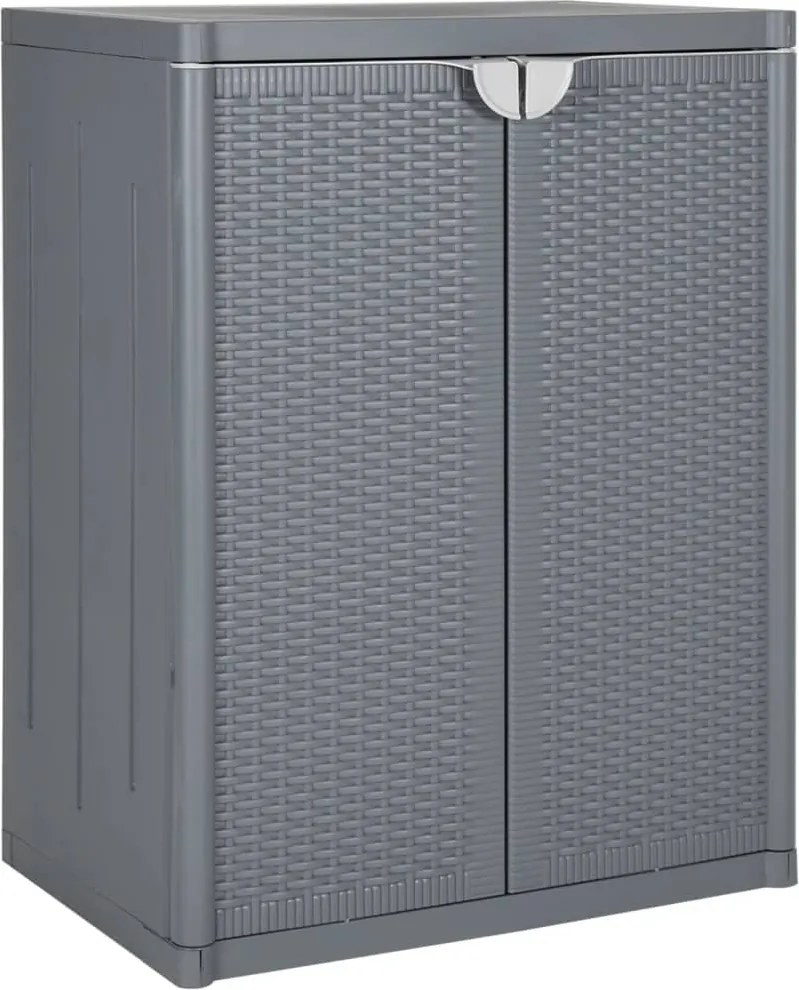 vidaXL szürke PP rattan kerti tárolószekrény 65 x 45 x 88 cm