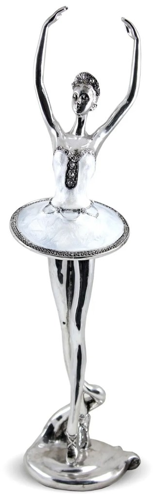 Figura Balerina Műanyag Ezüst, Gyöngyház 37x9x9cm