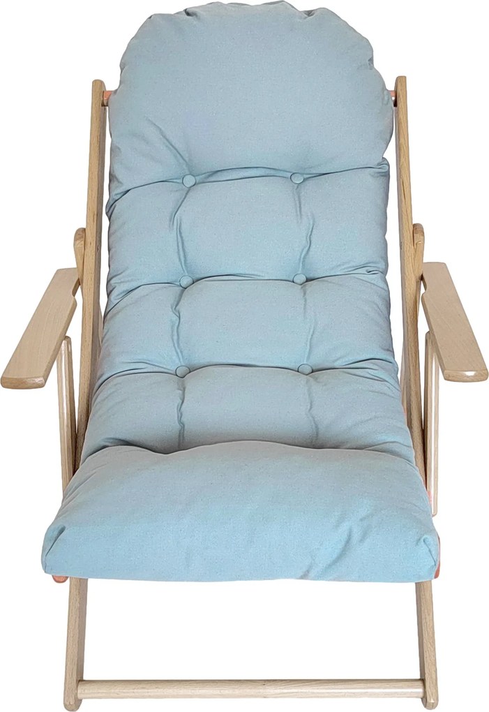 HOMCOM Összecsukható és Dönthető Fából Készült Lounge Szék Vastag Párnázott Tűzött párnával - 71 x 89 x 96 cm Szürke | Aosom