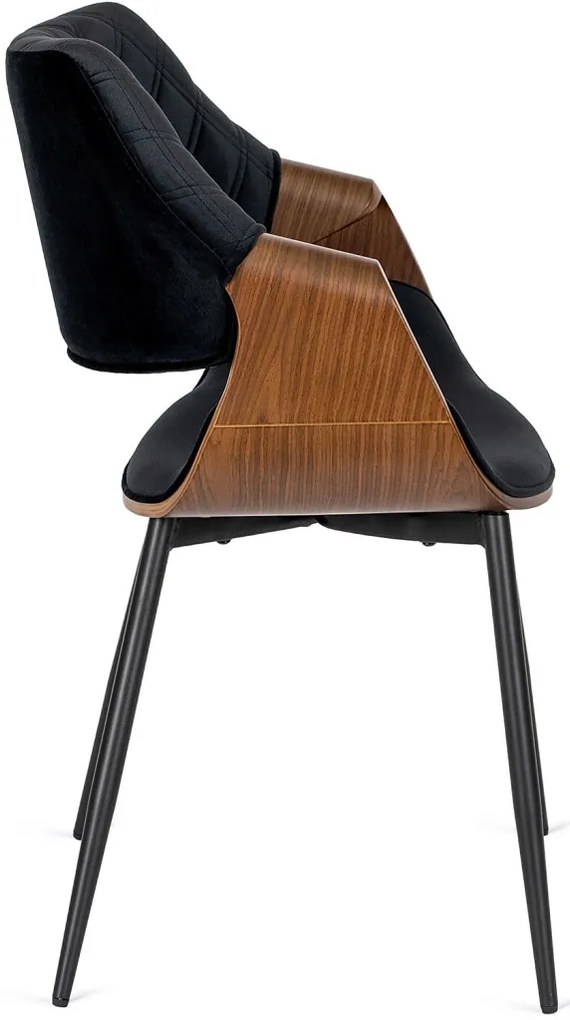 Elegáns Bársony Étkezőszék Fekete/Dió Színben. DAKOTA
