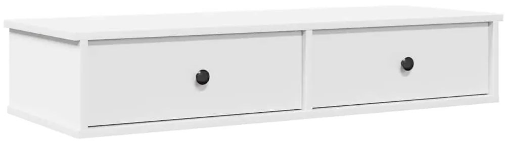 fehér szerelt fa falipolc fiókokkal 100 x 36 x 19 cm