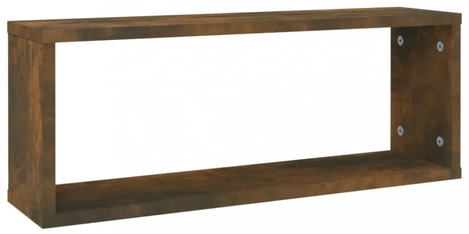 2 db füstös tölgy színű szerelt fa fali kockapolc 60x15x23 cm