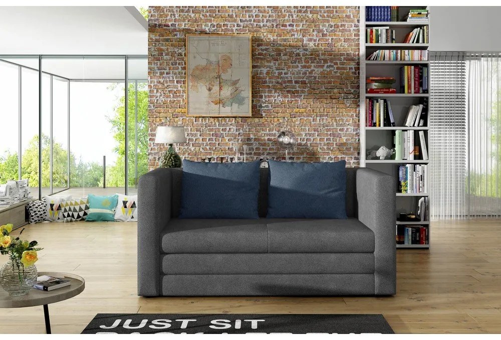 Kék-szürke zsenília kinyitható kanapé 132 cm Neva – ELTAP