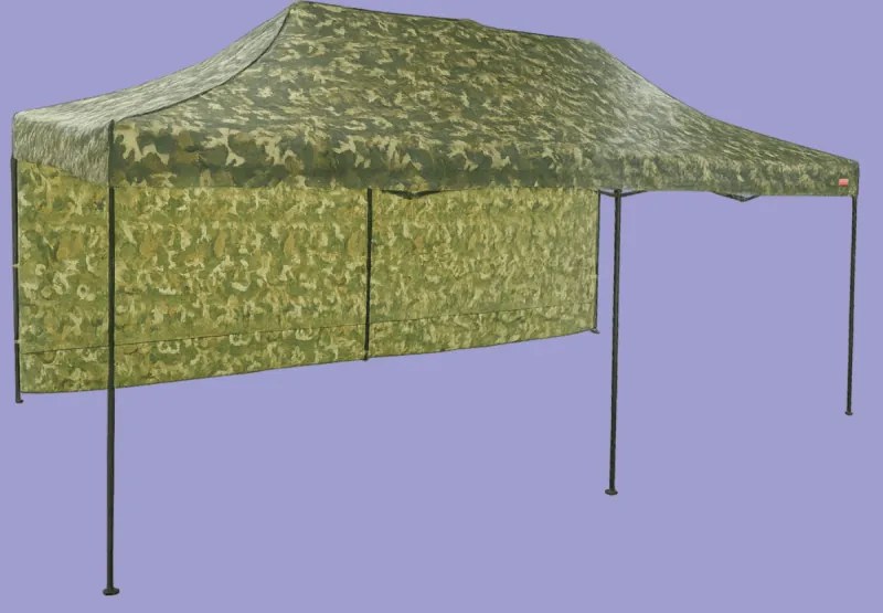 Gyorsan összecsukható sátor 3x6m - acél, 1 oldalfal, Terepszínű