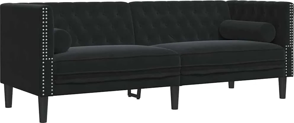 vidaXL Kanapé Fekete 194 x 74,5 x 70,5 cm Bársony