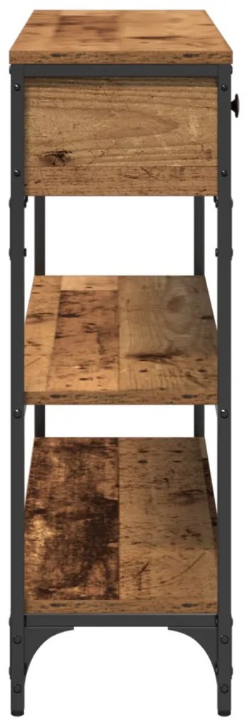 Konzol Asztal Régi Fa 100x25x75 cm Mérnöki Fa és Acél