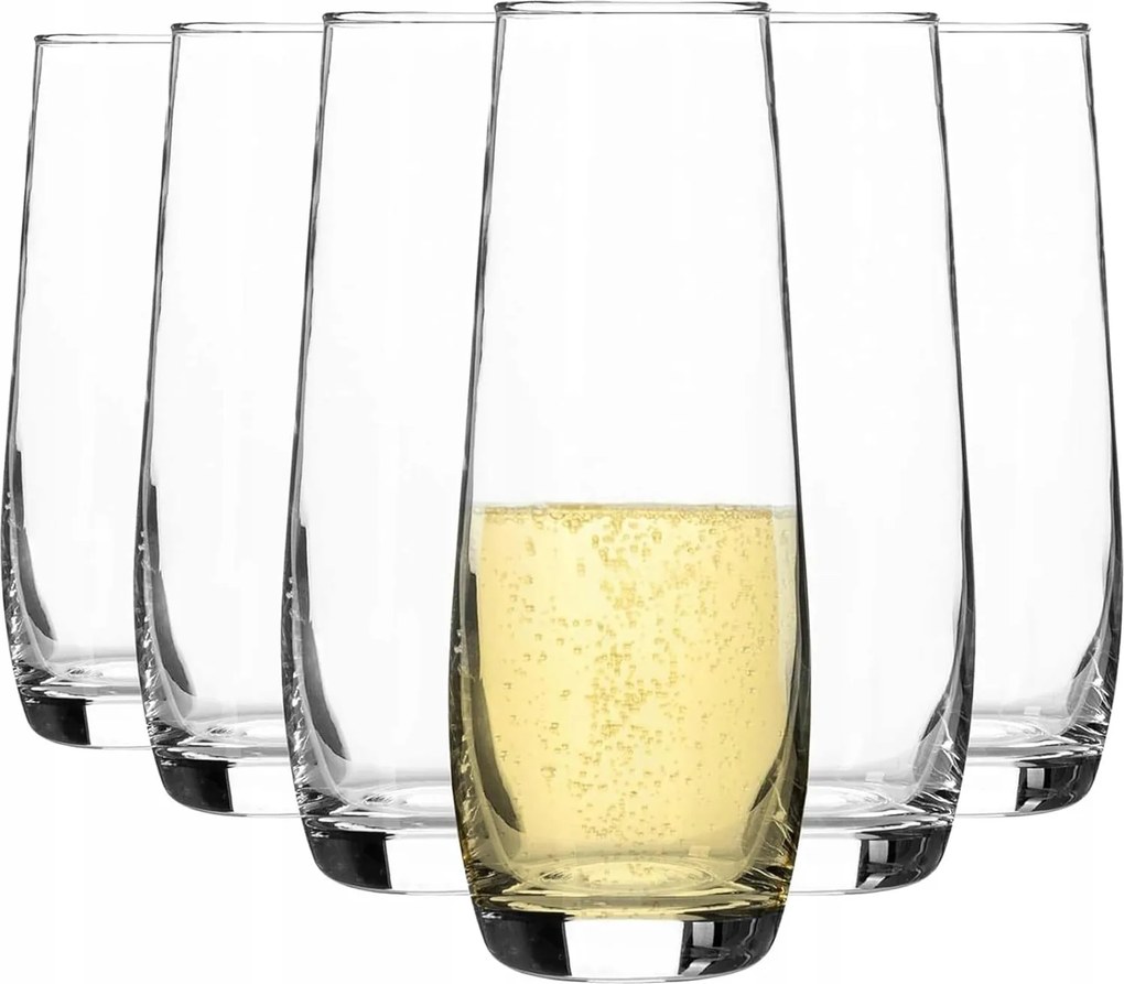 6x Pezsgős poharak teflin lábak nélkül, kristályüveg, 325 ml