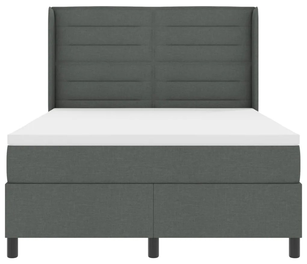 Boxspring Ágy Matrac - Sötétszürke, 140x200 cm, Szövet