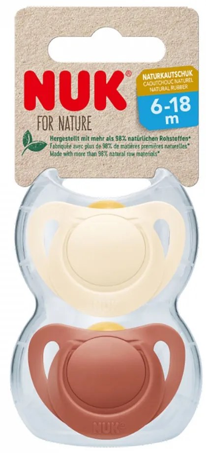 NUK For Nature latex cumi 6-18 h 2 db box piros, vel. 6-18 m