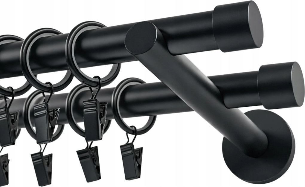 Függönykarnis dupla 19 19 mm Fém Fekete Luna matt 400 cm