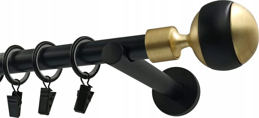 Függönykarnis szimpla Fém 19mm Gömb Black&amp;gold 120cm