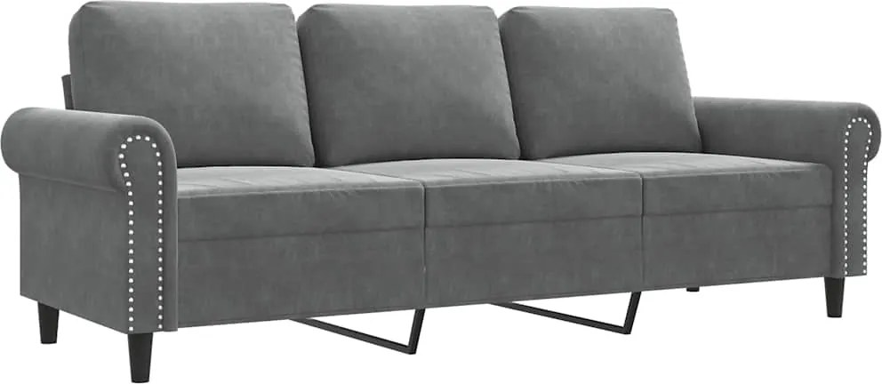 vidaXL 3 személyes sötétszürke bársony kanapé 180 cm