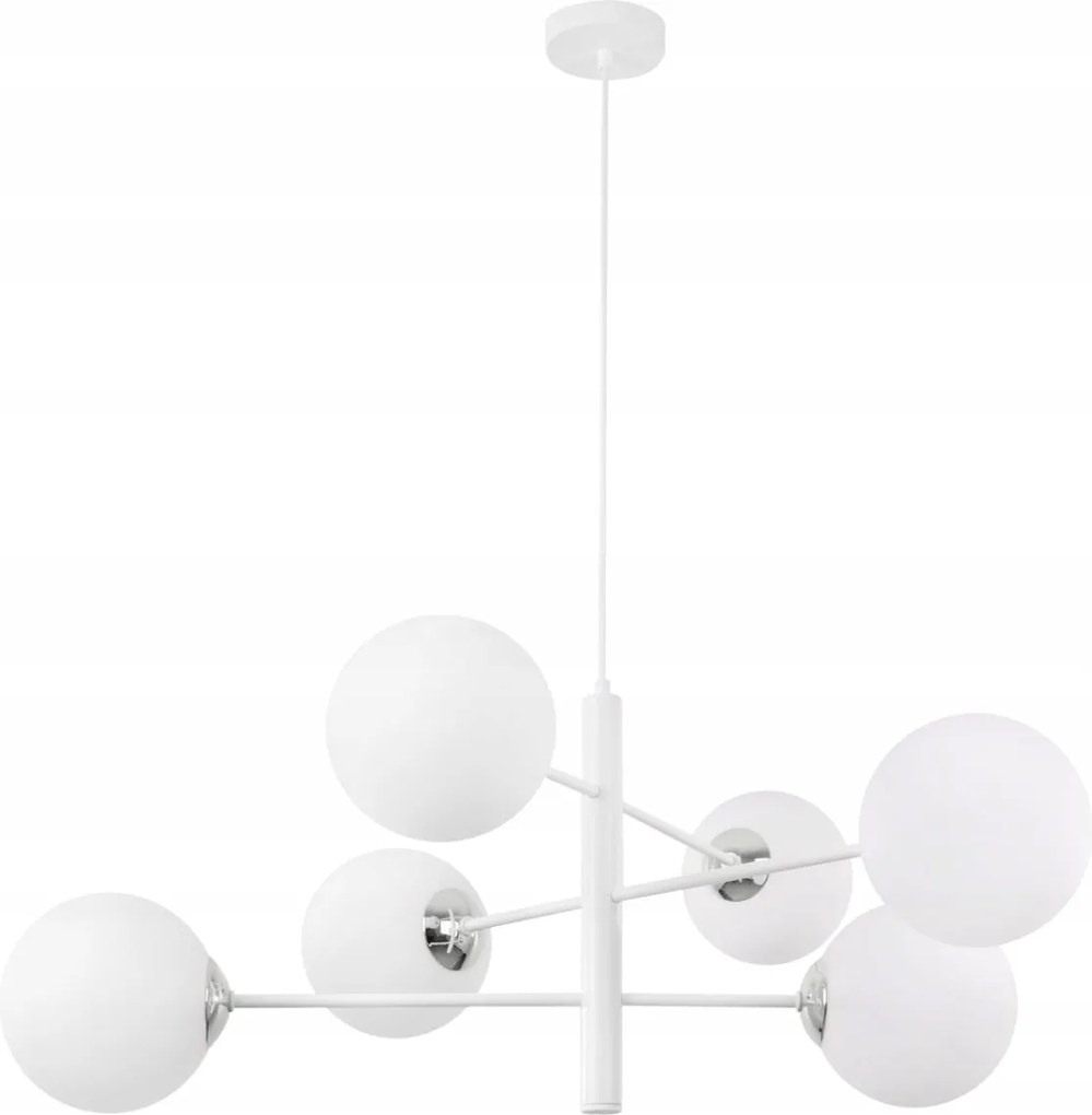 Vicenza mennyezeti lámpa, függeszték, fehér csillár króm kiegészítőkkel, konyhába