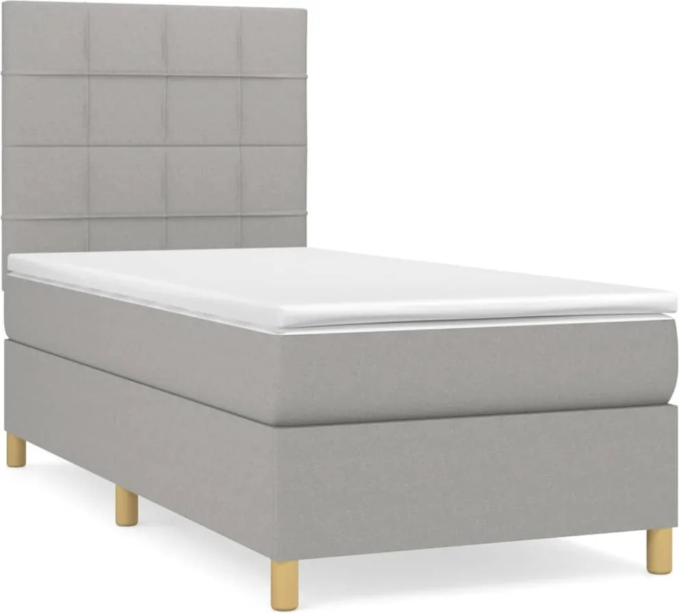 vidaXL világosszürke szövet rugós ágy matraccal 90x190 cm