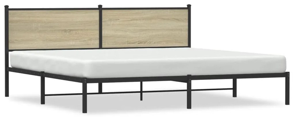 sonoma tölgy színű fém ágykeret matrac nélkül 200 x 200 cm