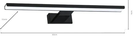 LED fürdőszobai fali lámpatest SHINE LED/13,8W/230V 60 cm IP44 fekete