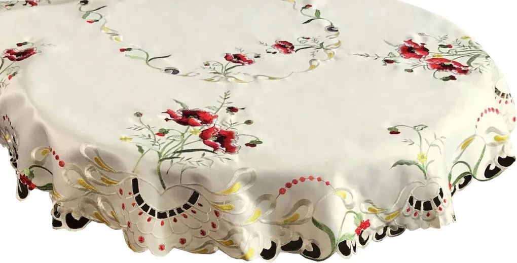 Abrosz Asztalra 110x160 Ecru Dekoratív Virágok