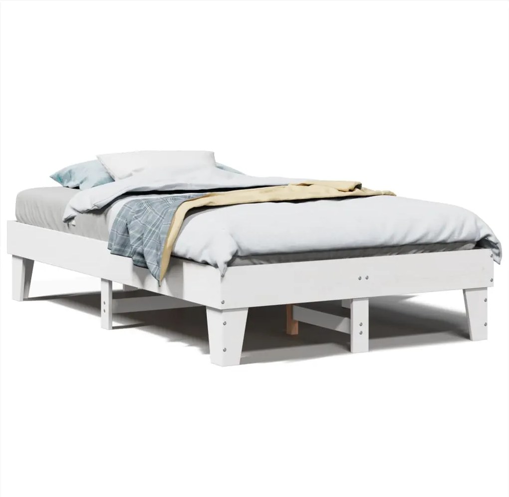 vidaXL fehér tömör fenyőfa ágy matrac nélkül 120 x 190 cm