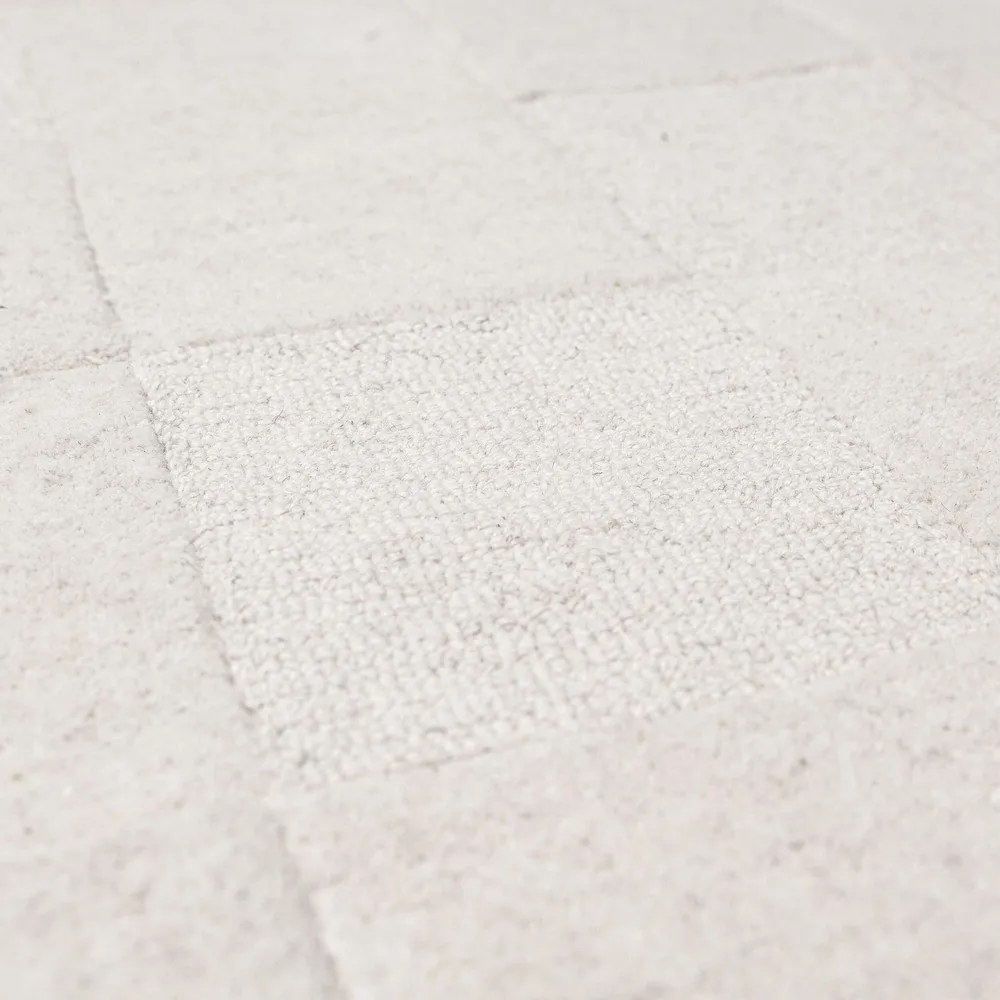 Elefántcsont színű kézi szövésű gyapjú futószőnyeg 60x230 cm Checkerboard – Flair Rugs