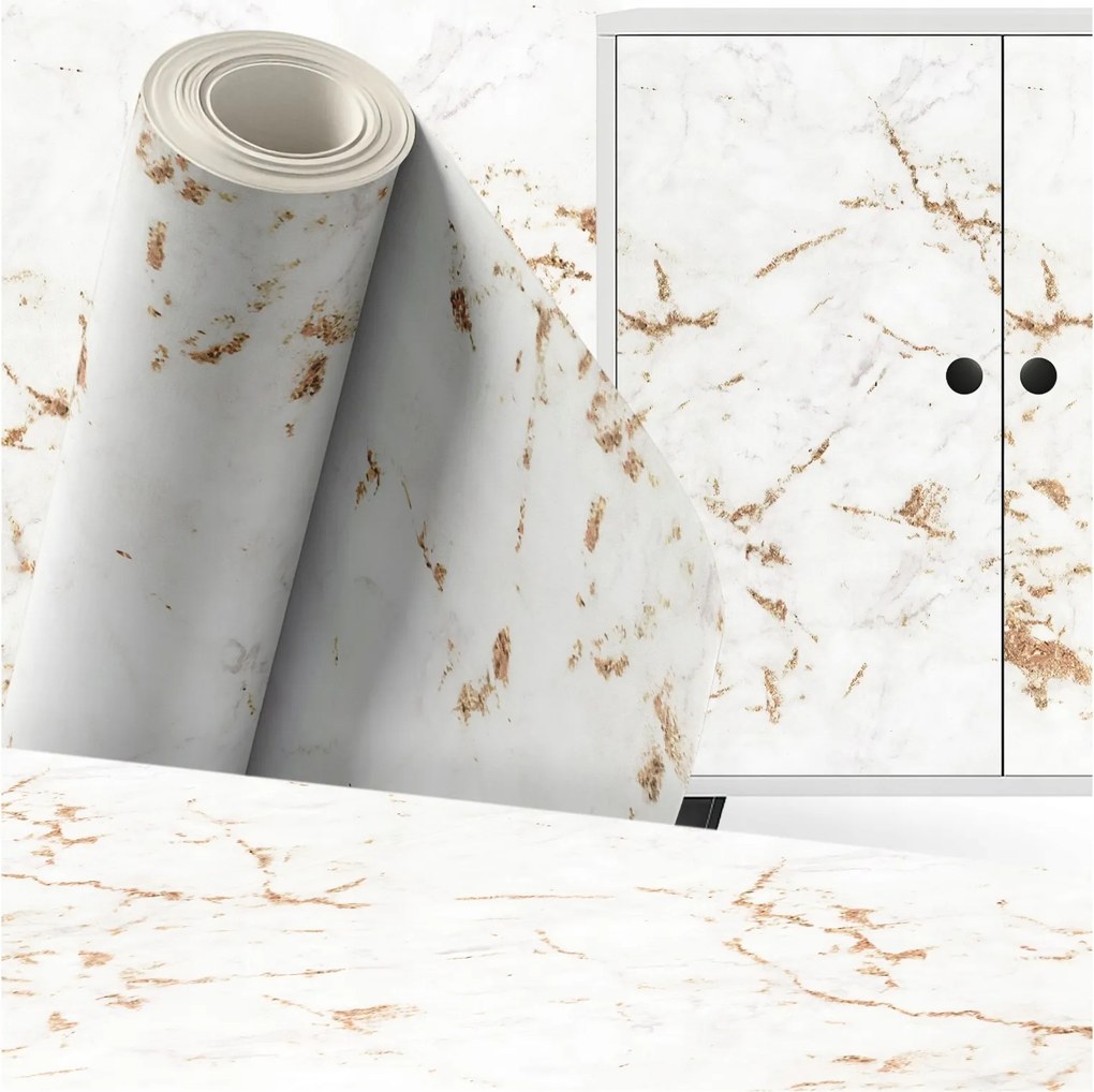 Bútorragasztó Pvc asztallapra Fólia 2 m x 45 cm Fehér Márvány