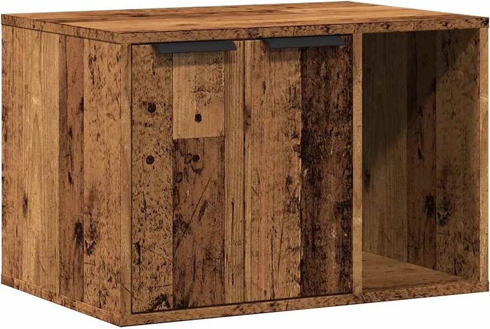 vidaXL antik fa színű szerelt fa macskaalomdoboz 60 x 40 x 40 cm