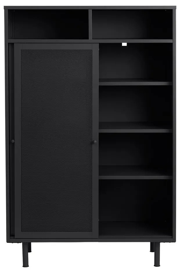 Fekete fém szekrény tolóajtóval 90x140x40 cm Veep – Unique Furniture