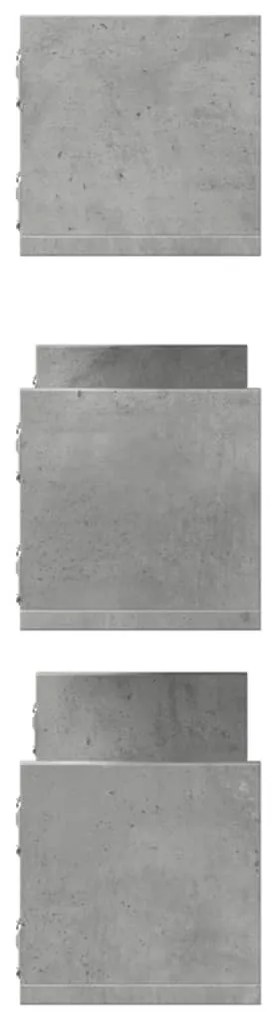 3 db betonszürke szerelt fa fali polc 58 x 18 x 18 cm