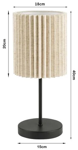 Brilagi - NORDIC WAVE asztali lámpa 1xE27/15W/230V lenvászon/fekete