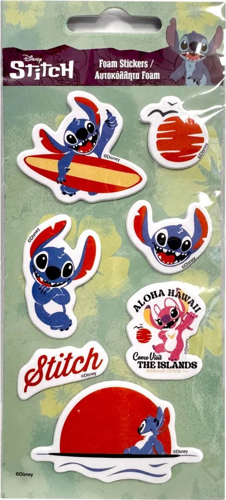 Disney Lilo és Stitch, A csillagkutya The Islands pufi szivacs matrica szett