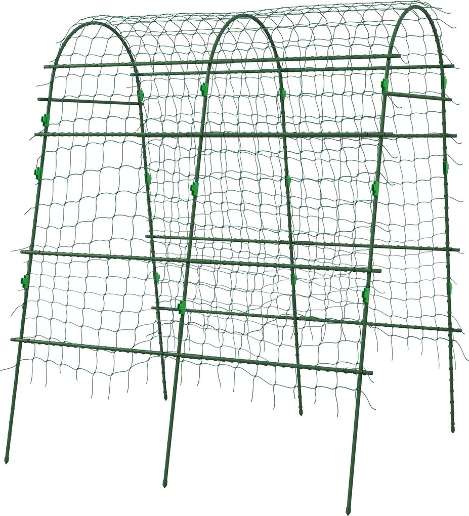 Outsunny Fém Rács Rozsdaálló Növényrács Mászó Növények Számára 144 x 167 x 206 cm Kerti Rács Paradicsomhoz, Zöldségekhez, Virágokhoz | Aosom