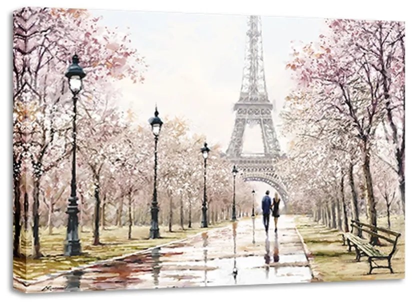 Canvas Watercolor Paris Melancholy fali kép, 85 x 113 cm - Styler