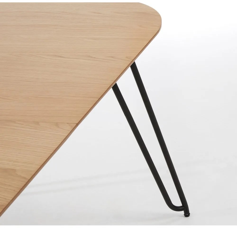 Natúr színű bővíthető étkezőasztal tölgyfa dekorral 100x170 cm Novac – Kave Home