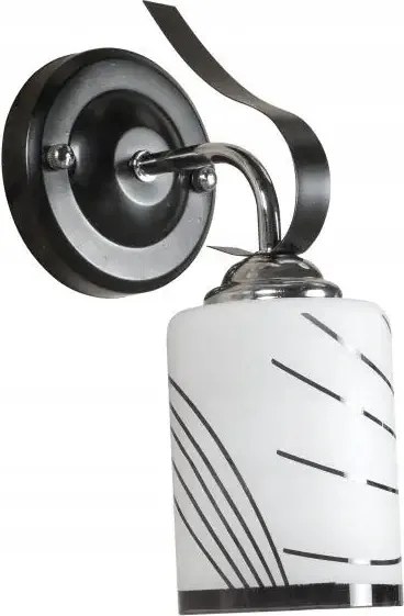 Black&amp;white fali lámpa dekoratív mintás Ven fém+üveg lámpabúrával