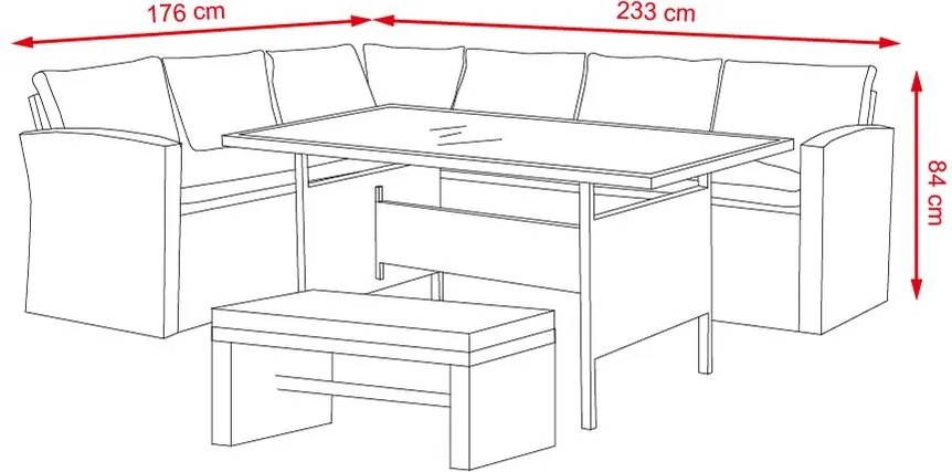 Avenberg MARTINIK/ PACIFIK Kerti sarokgarnitúra - Világosszürke