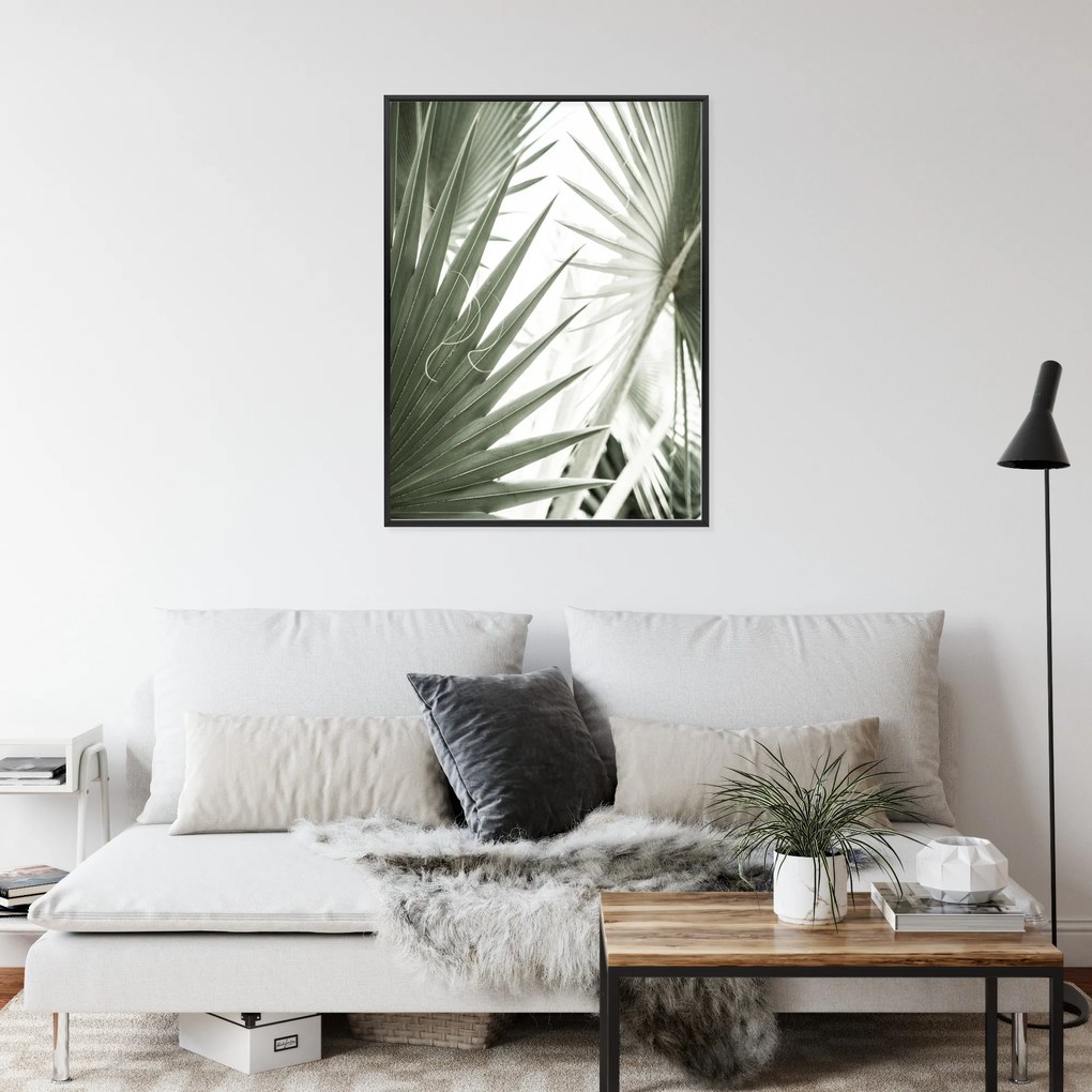 Palm Leaf poszter - 60x80 cm, Fa fekete keret
