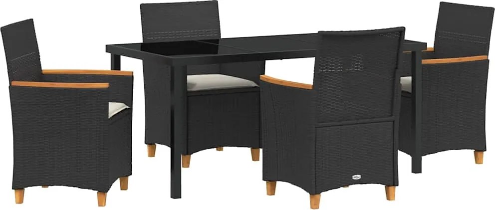 vidaXL Kert étkező szett 5 pcs Fekete polirattan