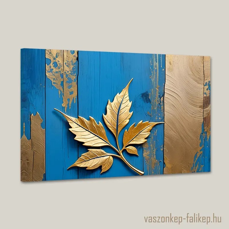 Absztrakt arany levél – modern prémium vászonkép 60x40 cm