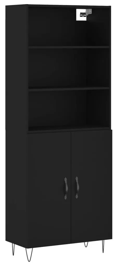 fekete szerelt fa magasszekrény 69,5 x 34 x 180 cm