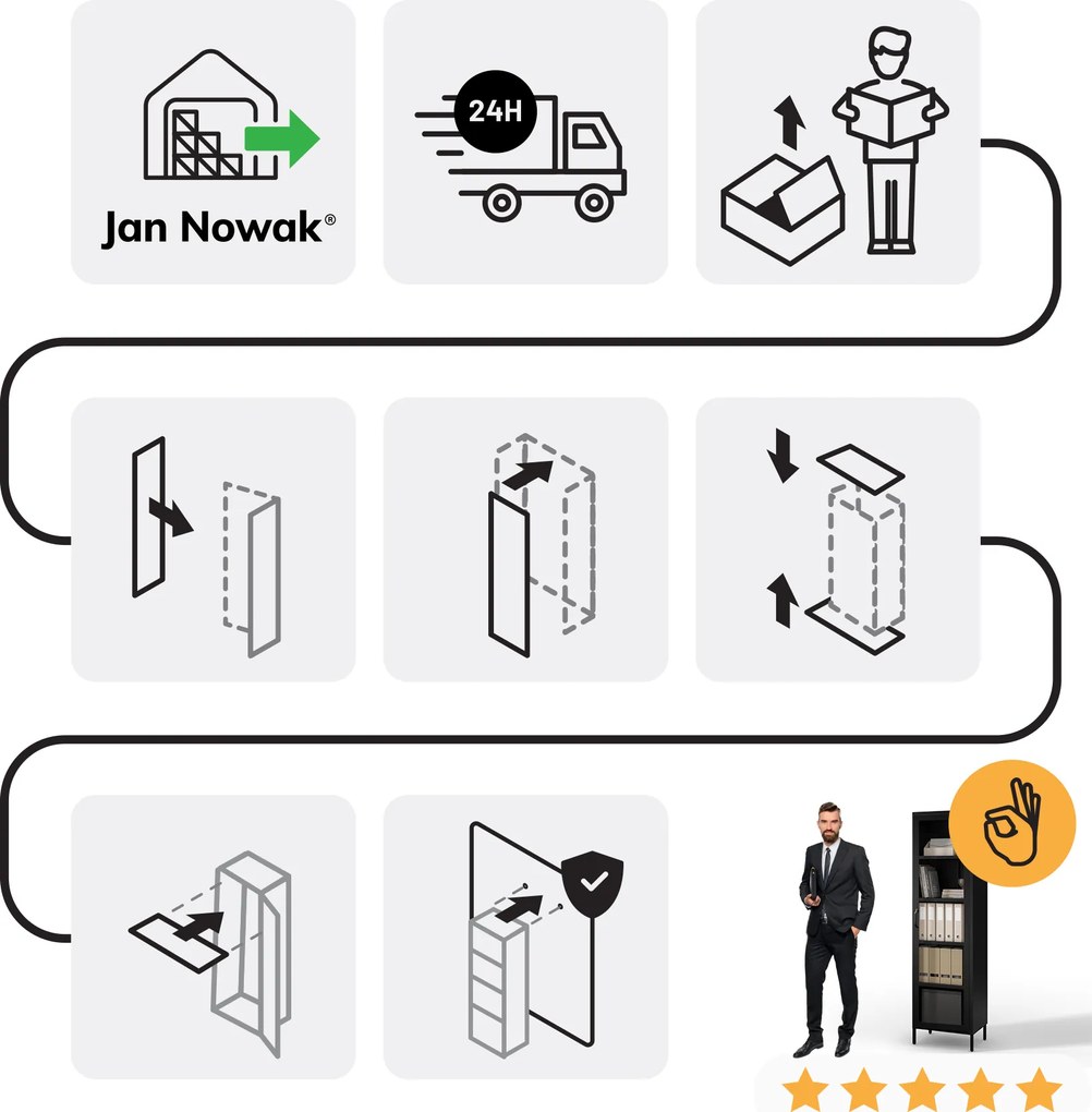Fekete üveg vitrin nappaliba, fém lábakon LUIGI Modern 500 x 1800 x 350 mm